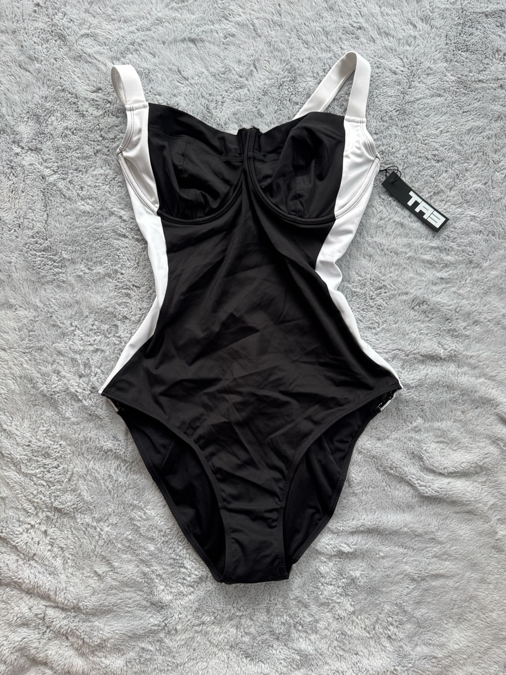 TA3 Lifty Contour Snatched Waist Corset Swimsuit Black White XL X-Long